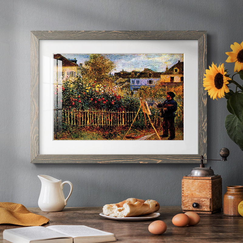 Monet peignant dans son jardin à Argenteuil, H 28 po x l 42 po x P 1,5 po, Gris