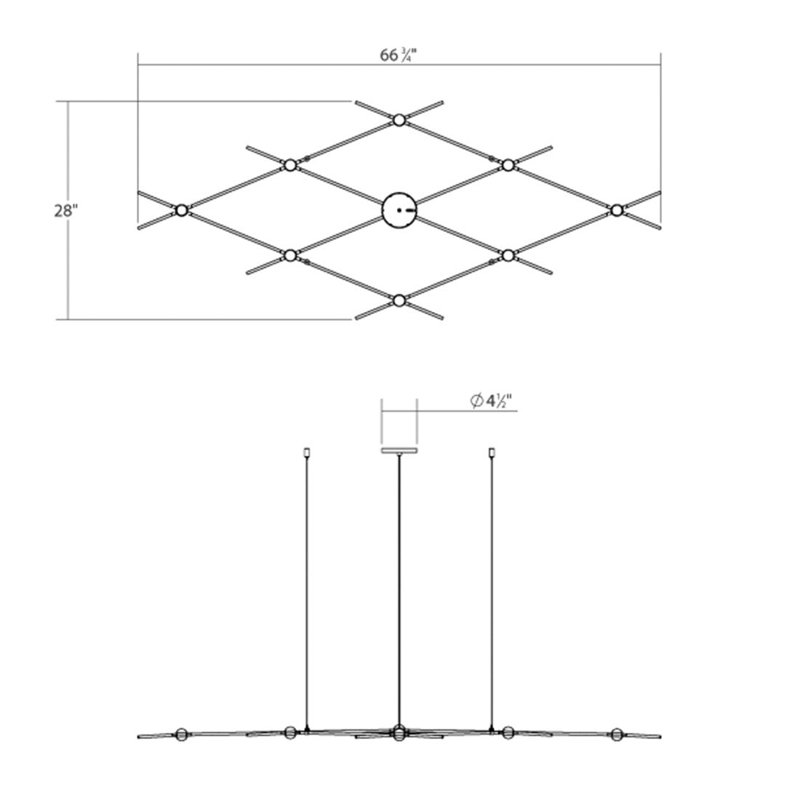 Constellation Aquarius 9 - Light LED Chandelier, Satin Brass, 3000K