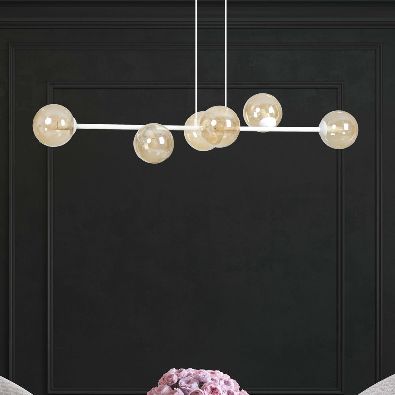 Colbert 6 - Light Kitchen Island Pendant, Honey, White