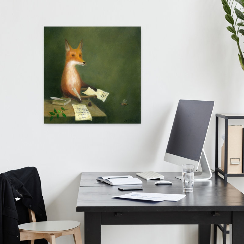 Michael Drayton écrit Poly-Olbion, art contemporain de renard, forêt urbaine, H 18 po x l 18 po