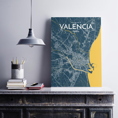 Valencia, carte de la ville, impression