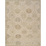 Oushak Hand-Knotted Beige Wool Area Rug