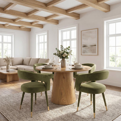 Modern 47"–83" Extendable Dining Set With Velvet Upholstered Arm Chairs