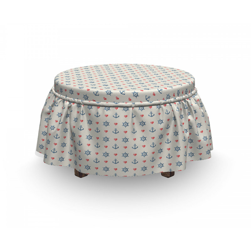 Ensemble de housse pour repose-pieds à coussins carrés pour boîte 2 pièces anchor maritime