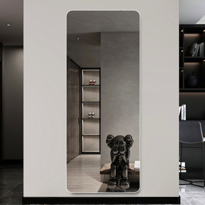 Miroir complet 60 po x 15 po pour chambre à coucher dans le salon - coin arrondi, miroir argenté de 5 mm, aluminium de qualité aéronautique et pansement résistant - conception simple et élégante