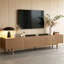 Meuble télé 86,6 po en bois pour console multimédia 90 pouces à 4 portes en noyer