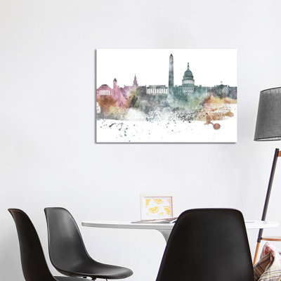 Washington Pastel Skylines - Wrapped Canvas Print