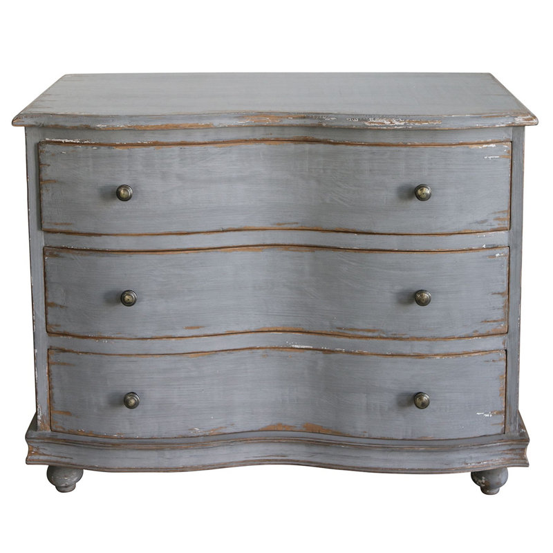 Armoire Bow, Laiton antique, Gris, H 34 po x l 43 po x P 20 po
