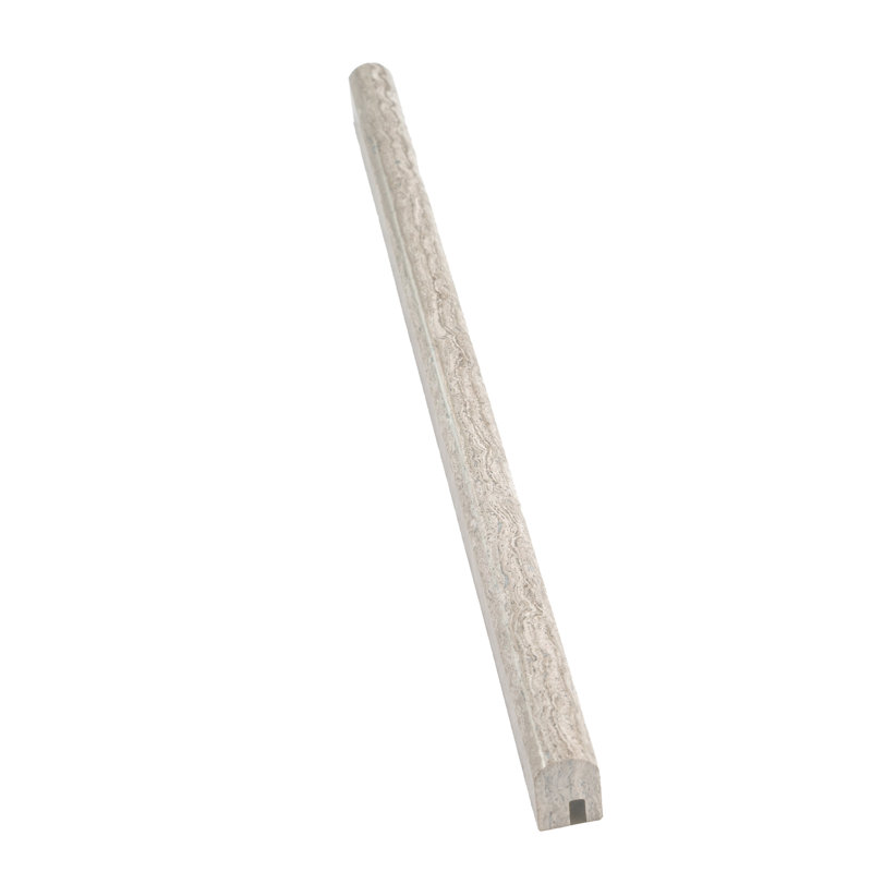12 x 0.6 Wooden Marble Round Tile Trim, Gray