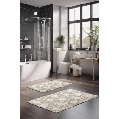 Ensemble de tapis de bain de luxe Eakly (2 pièces), 100% polyester, 16,0 x 23,6 pouces et 23,6 x 39,4 pouces | Conception antibactérienne antidérapante, hauteur de poils de 0,3 po | Lavable à la machine, durable et facile à nettoyer | Idéal pour la décoration de salle de bain