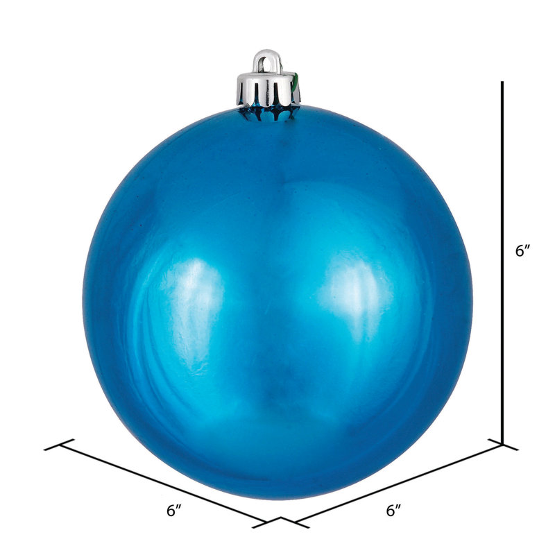 Holiday Décor Ball Ornament, Turquoise, 6" H x 6" W x 6" D, Set Of 4