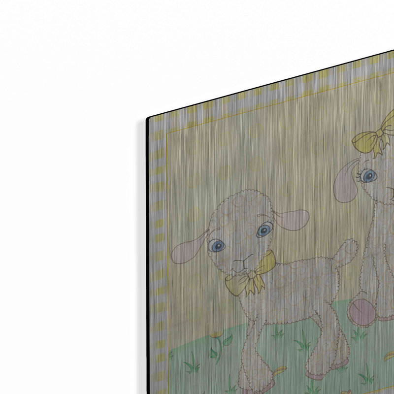 Art mural en métal «Baby Shower Yellow Lambs» par Elyse DeNeige, H 12 po x l 24 po