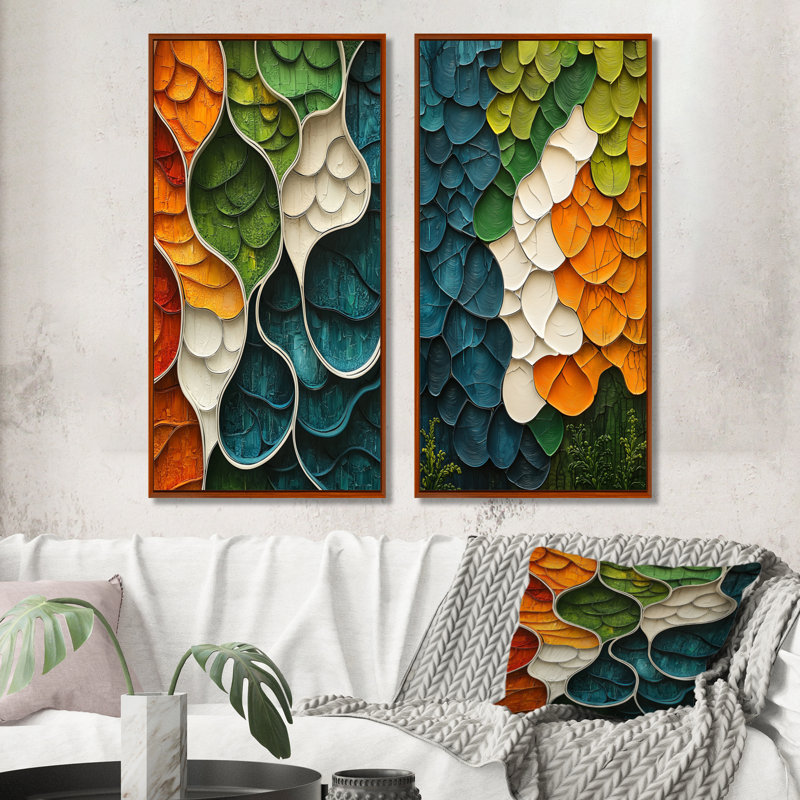 Biomorphism Earth Ephemeral Pathway I - Abstract, art mural 2 pièces, 40" H x 41" W, Brown Floater Framed