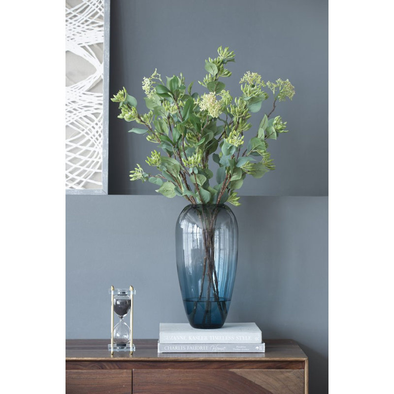 Vase de table Wigan, Bleu, H 15 po x l 7,7 po x P 7,7 po