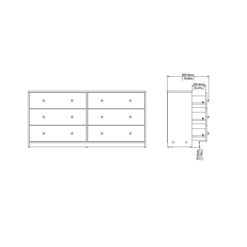 Clanton 56.34'' W 6 - Drawer Dresser, White