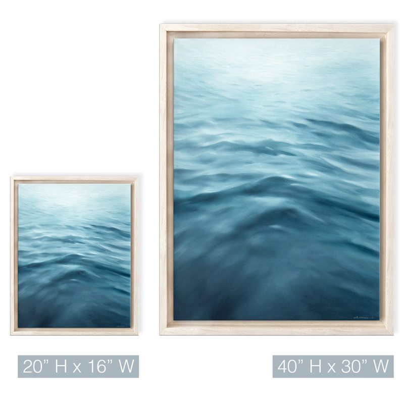 Coastal Retreat  Underwater Clouds XXI - Floater Frame Print on Canvas, 20" H x 16" W x 2.375" D, Framed Canvas, Beige