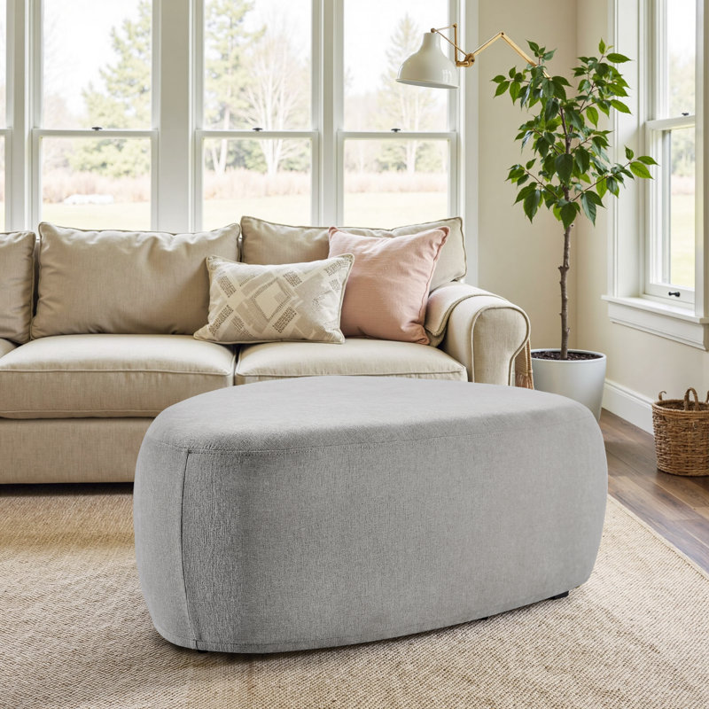 Adna 111.5Cm Wide Triangle Footstool Ottoman, Light Grey