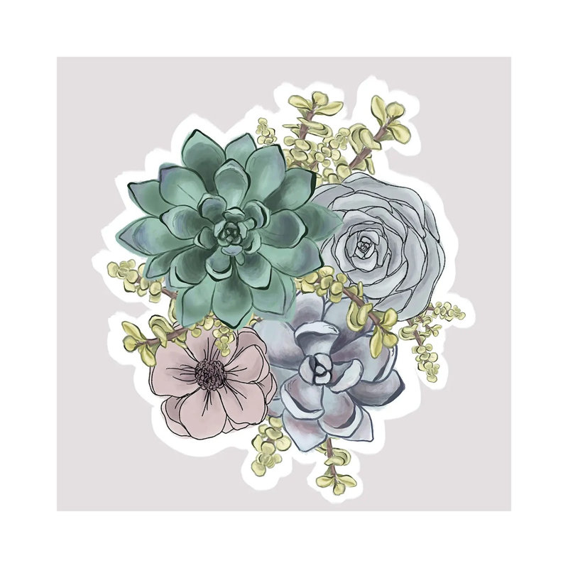 Succulent Florals by Katie Bryant - Wrapped Canvas Painting, 30.48 cm H x 30.48 cm W