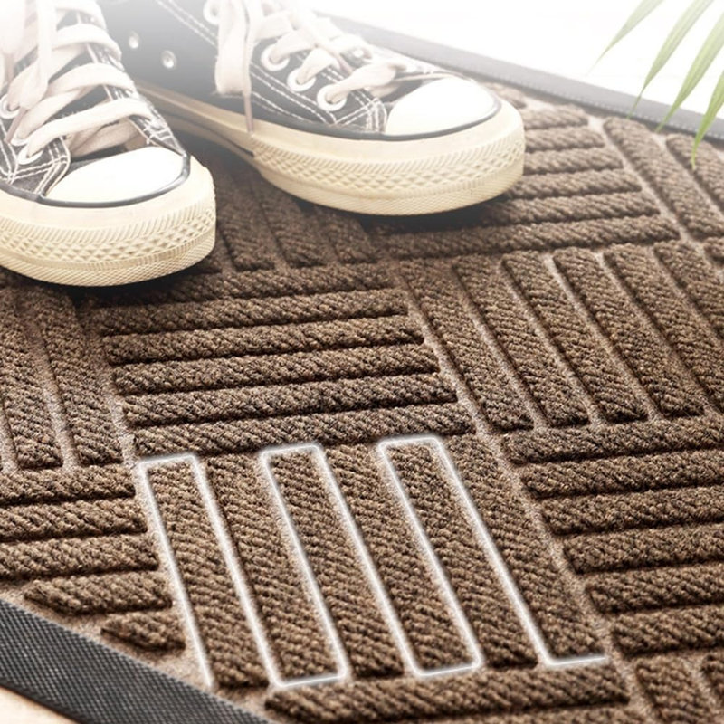 Gray Diamond Pattern Entrance Door Mat for Indoor and Outdoor Use