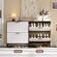 Armoire de rangement cannelée à 2 tiroirs cannelés, noyer et blanc, 1 pièce-132759846
