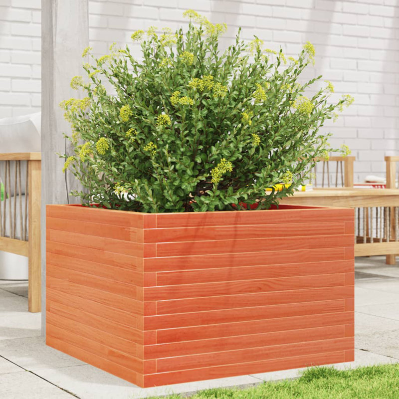 2 Wood Planter, 45.5cm H x 70cm W x 70cm D, Wax brown