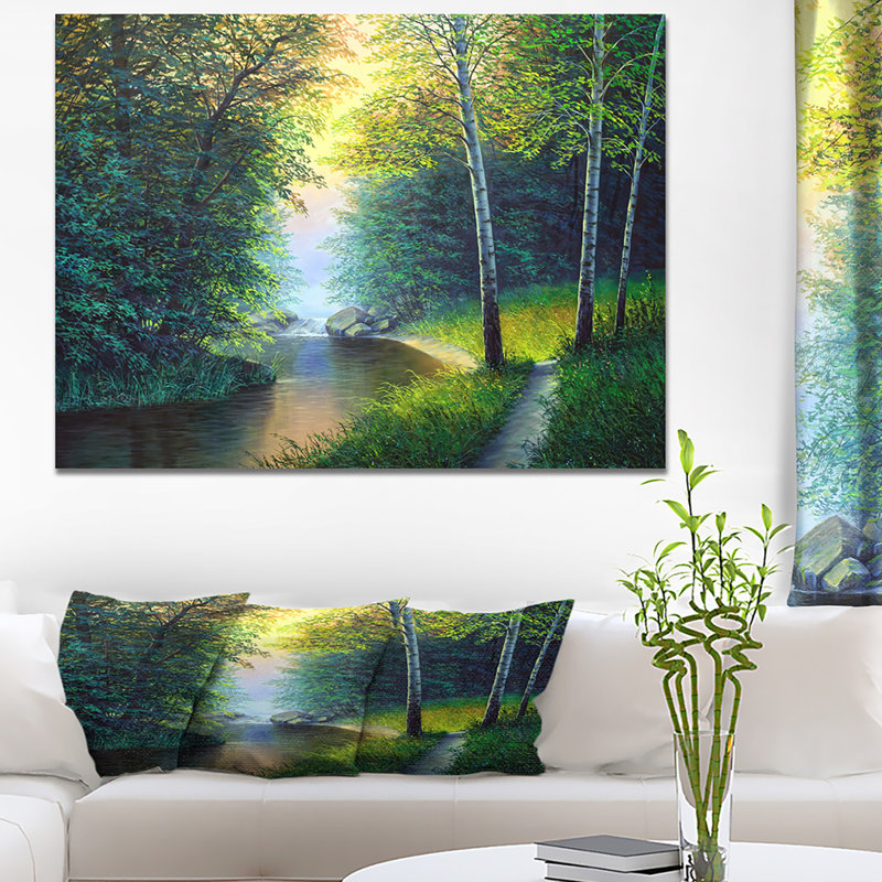 « paysages river avec abreuvement », impression, H 20 po x l 20 po x P 1 po, Toile tendue