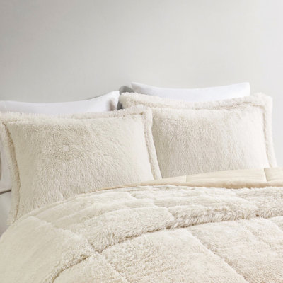Twin/Twin Xl Ombre Shaggy Comforter - Faux Mink Reverse Mini Tumble Dry Safe