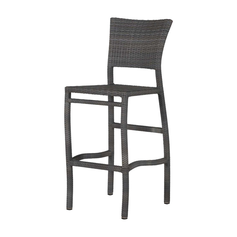 Skye 30" Patio Bar Stool with Cushion, No Welt, Rollo Chambray InsideOut® Linen, Oyster