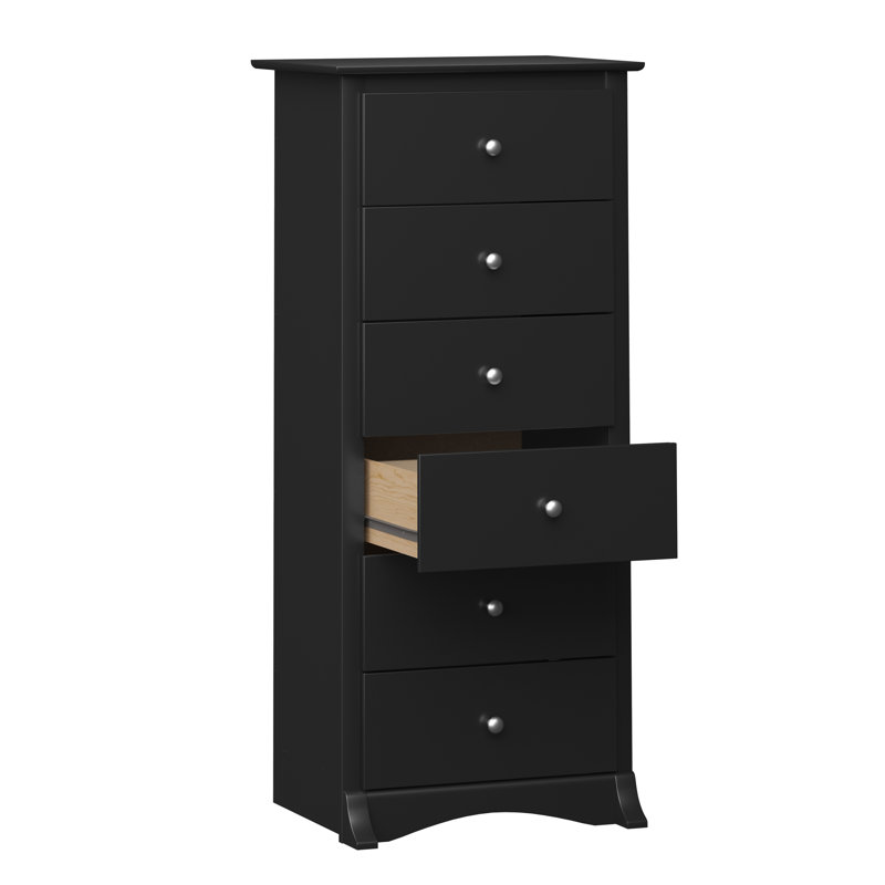 Wahhaj 52.75" Tall 6-Drawer Dresser, Chest of Drawers, Storage for Bedroom, Living Room, Office, 19"D x 23.25"W x 52.75"H, Black