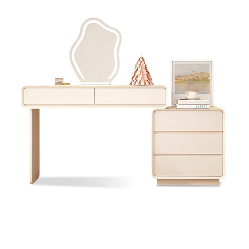 Coiffeuse de maquillage avec miroir lumineux, 5 tiroirs, prise de courant
