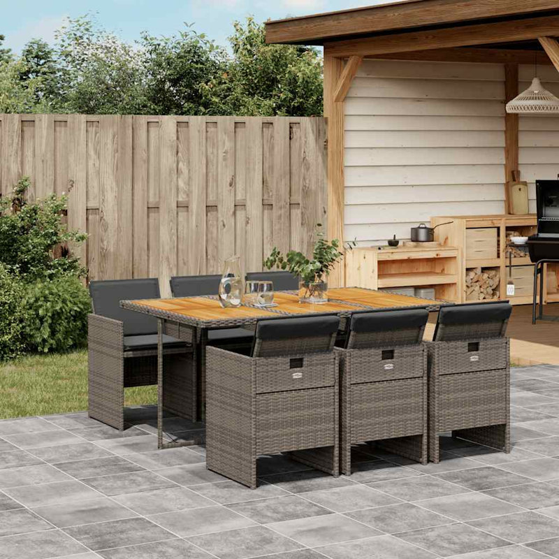 Patio Dining Set with, 7 Pieces: Table, 6 Chairs, 73cm H x 165cm W x 106cm D