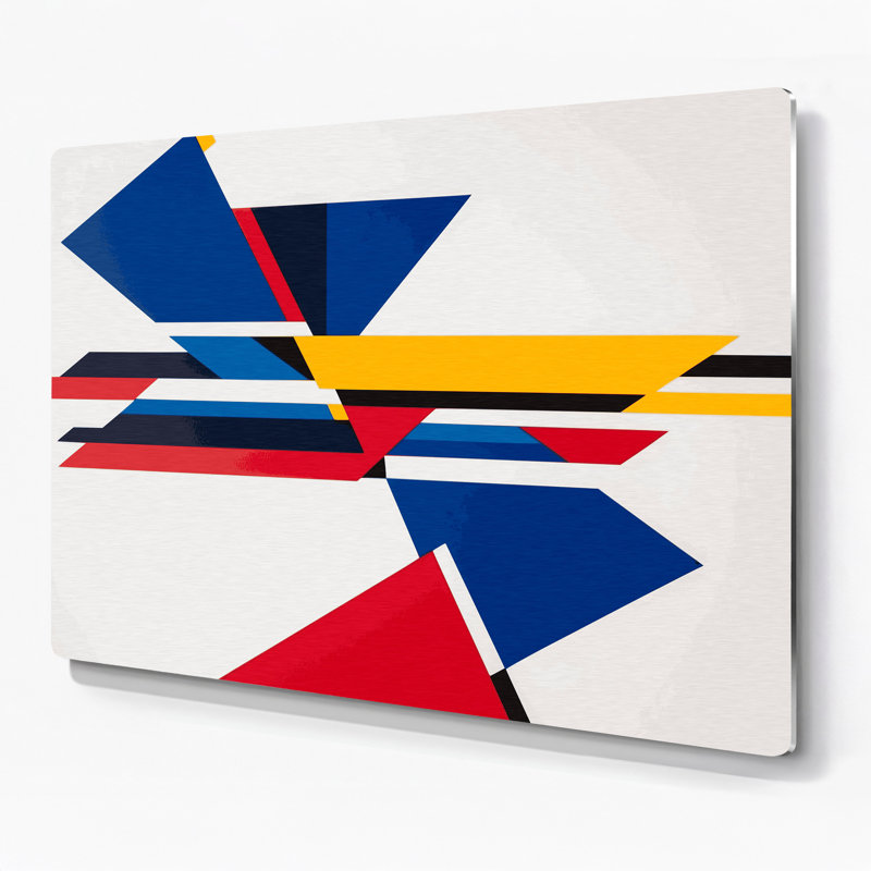 «Geometric Abstraction 1», art mural en métal beige, H 24 po x l 36 po