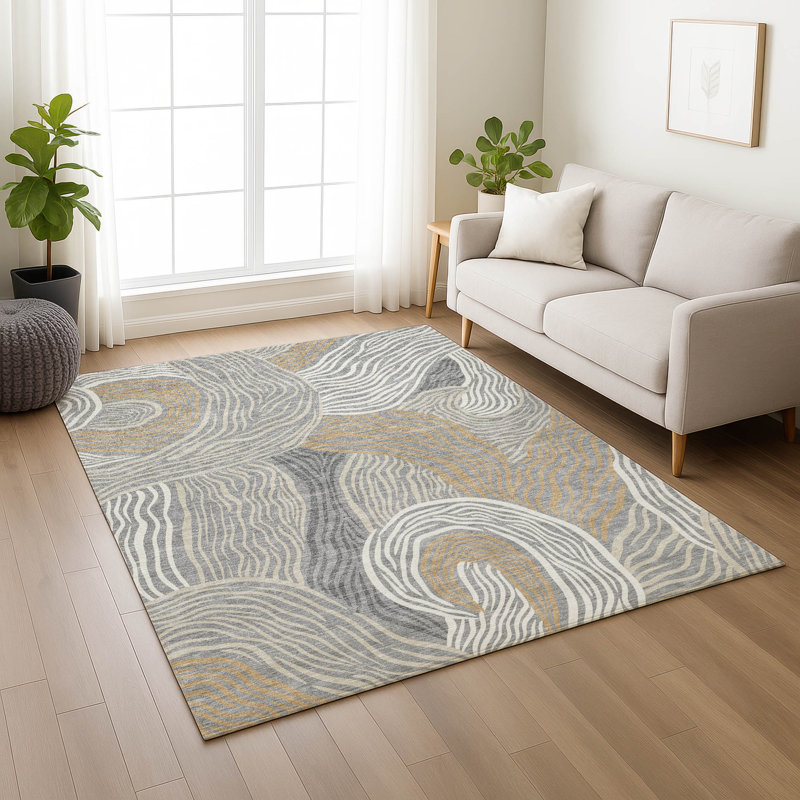Tapis intérieur / extérieur lavable à la machine Chantille ACN2603, Gris, 5 pi x 7 pi 6 po