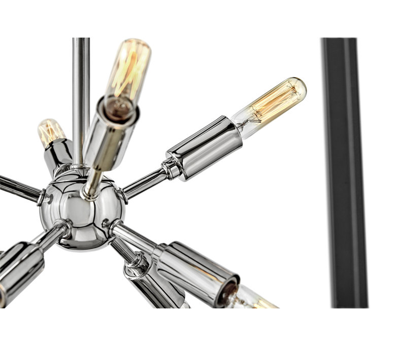 Petit luminaire suspendu, Noir avec accents nickel poli