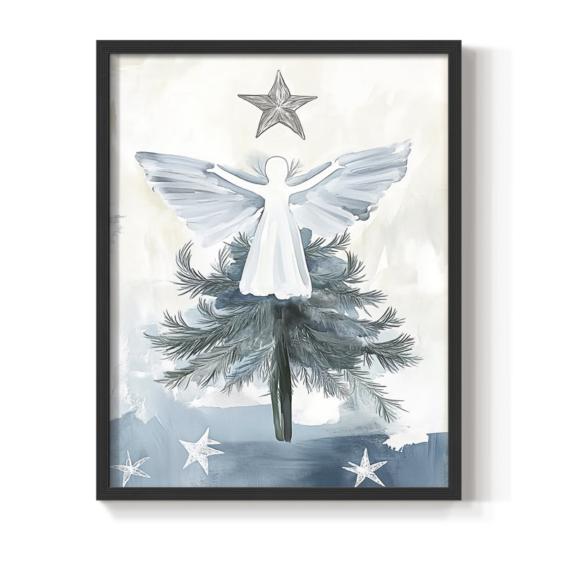 «Christmas Holiday Art CXLII», reproduction d'art encadrée - bois massif, Noir, noir, noir, noir, H 21 po x l 17 po