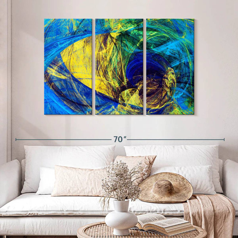 Avery Blue Abstract Tunnels, 32" H x 50" W