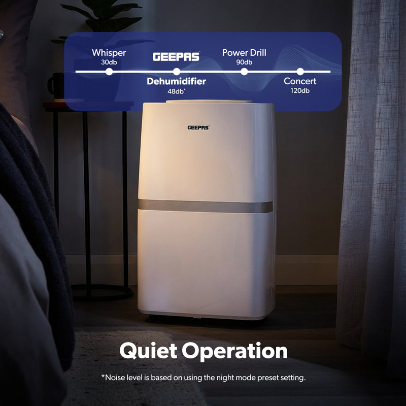 GEEPAS 20L/Day Dehumidifier, 24H Timer, Sleep Mode, 5.5L Water Tank & Continuous Drainage