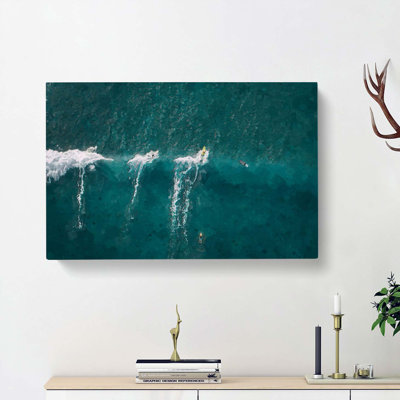 Surfing A Wave In Hawaii - Wrapped Canvas Print
