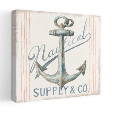 Nautical Floursack Nautical Square V With Anchors Blue Art