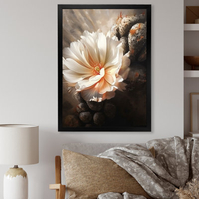 " Cream Brown Cactus Flower I "