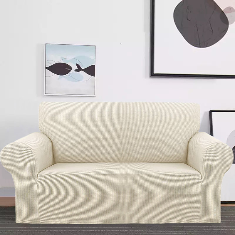 Ensemble de housse pour canapé et causeuse 2 pièces, Mélange de polyester beige