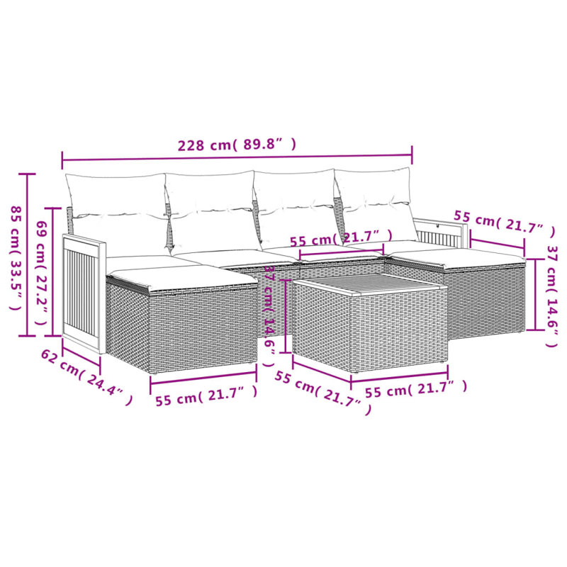 Ensemble de canapé de jardin 7 pièces Vidaxl