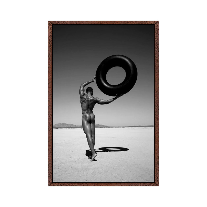 Ramel With Tire by Gregory Prescott - Print on Canvas, 101.6 cm H x 66.04 cm W, Classic Brown Wood Framed