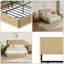 Élégante base de lit pour grand lit avec lumières DEL, design moderne ondulé en bois ondulé, finition chêne-333586850
