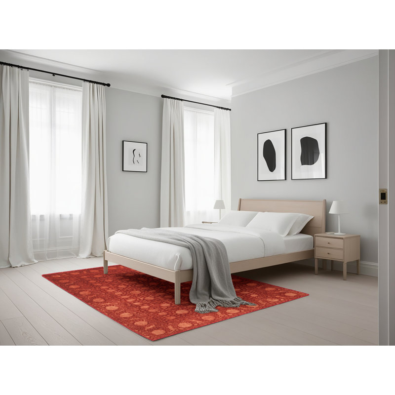 Tapis de zone rouge/brun contemporain, Rectangle 5 pi x 7 pi