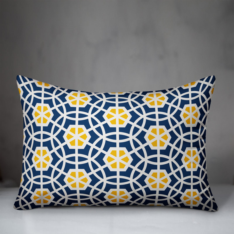  Geo Circles Lumbar Pillow, Yellow/Blue