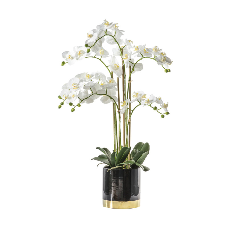 80cm Faux Flowering Plant in Ceramic Pot