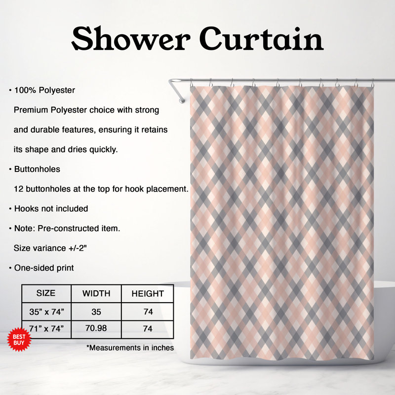 Rideau de douche Coral Dust - Premium, H 74 po x l 71 po