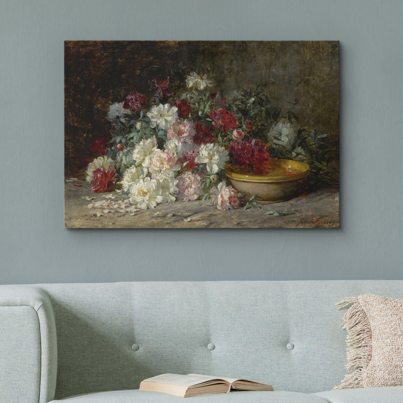 Rose, marguerite, blanc, fleurs, illustrations, décor floral rustique, botanique, Toile tendue, H 12 po x l 18 po