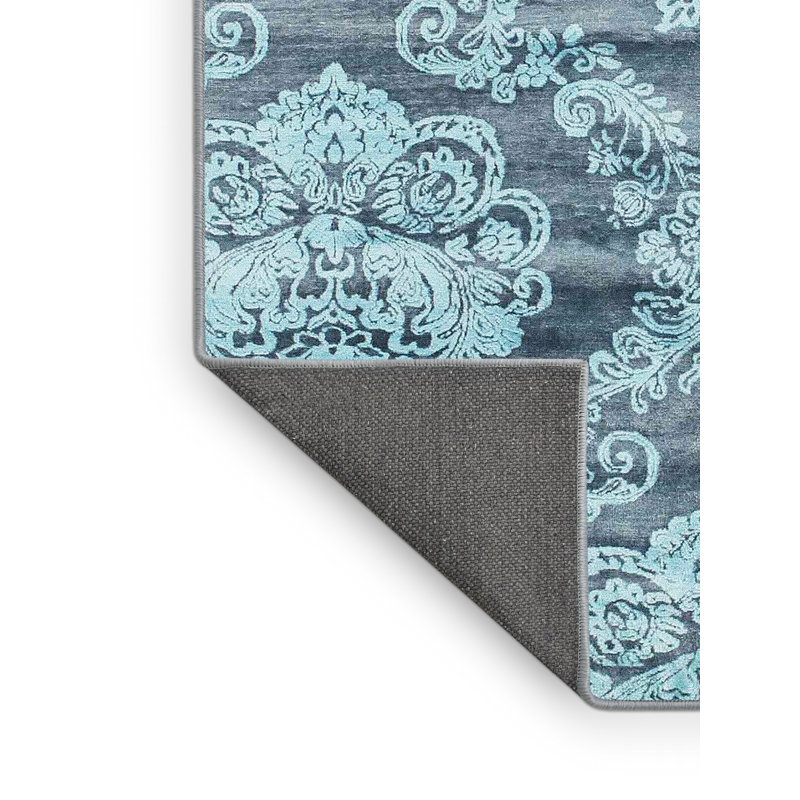 Tapis de zone bleu contemporain, Rectangle 5 pi x 7 pi